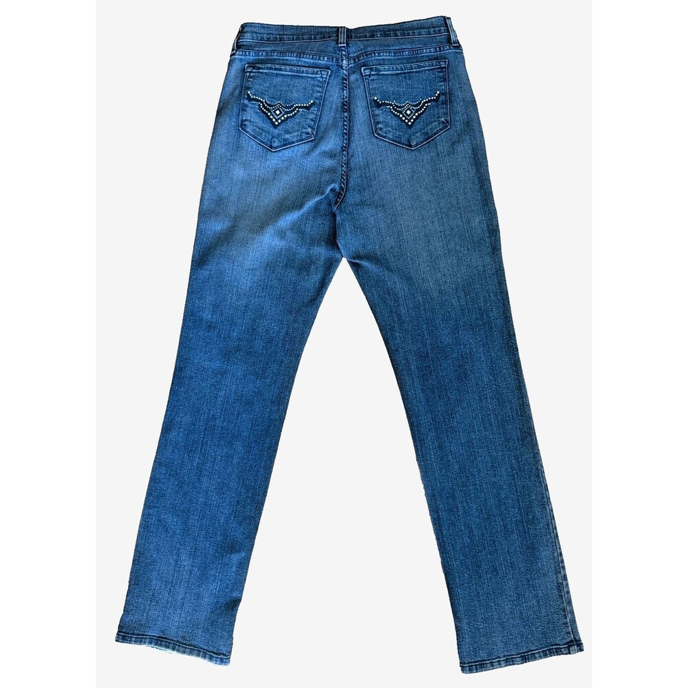 NYDJ Lift Tuck Jeans Womens 12 Blue Straight Leg Stretch Denim USA Made Classic - Picture 2 of 9